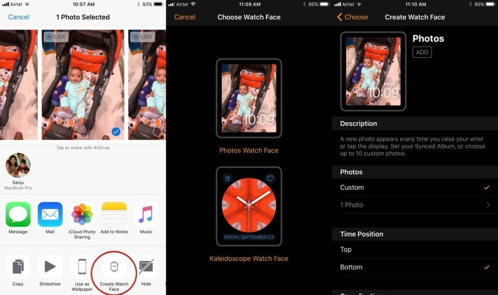 iOS 11 - Set Photos as Apple Watch Face
